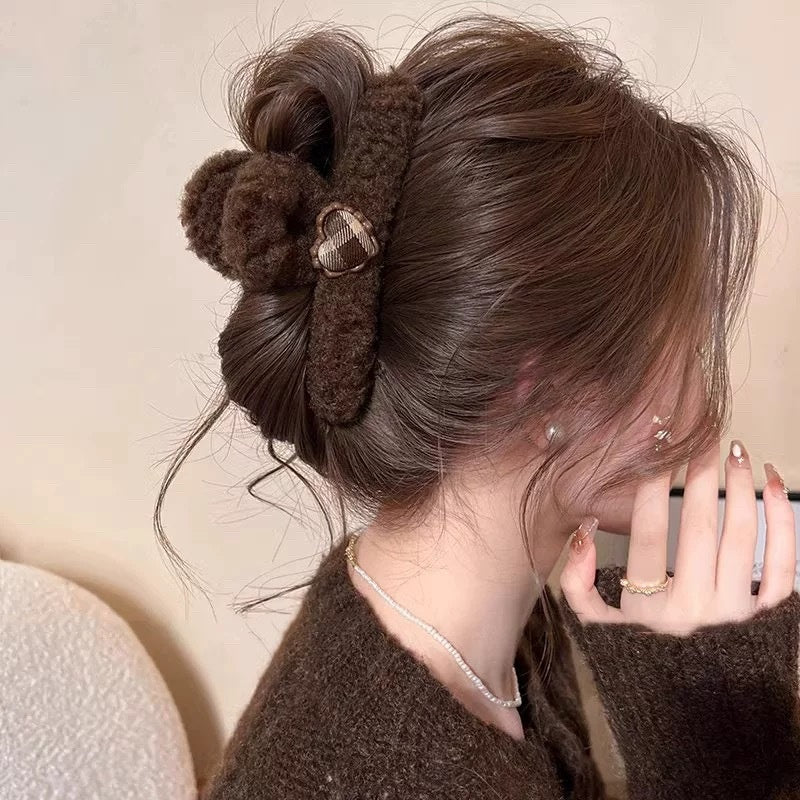 Fuzzy hair-pulling clips