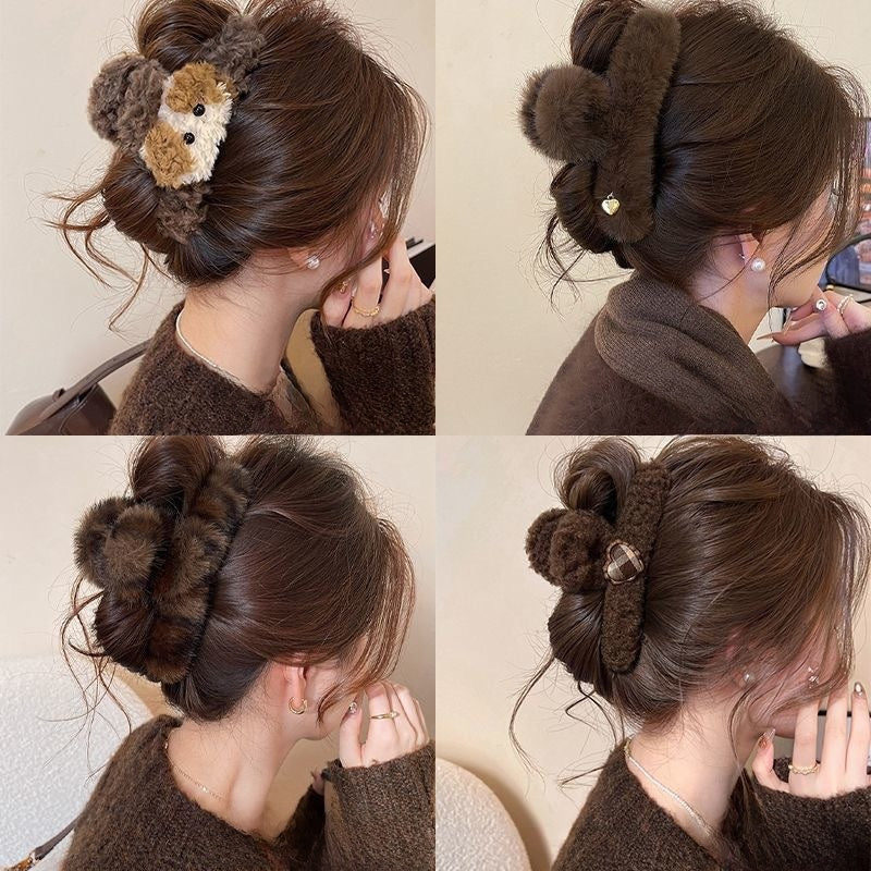 Fuzzy hair-pulling clips